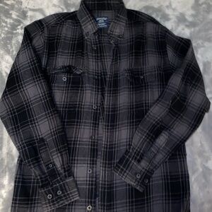 Faded Glory Charcoal and Black Plaid Shirt